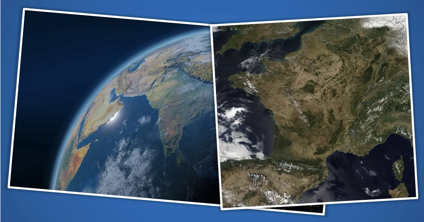 La Terre vue de l'espace et la France vue par satellite